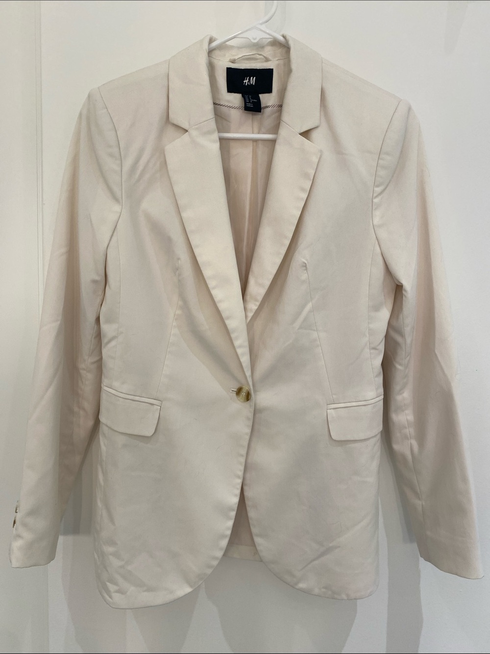 H&M Women’s Single Button Blazer Cream 8